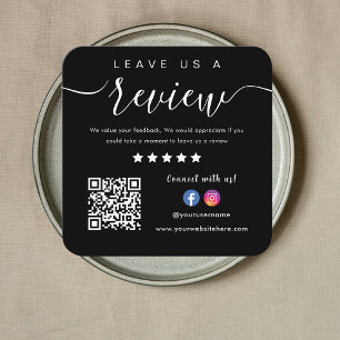 Carte De Visite Carré Laissez-nous un commentaire Facebook Instagram Log