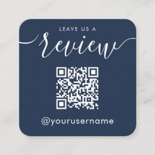 Carte De Visite Carré Laissez-nous un commentaire QR Code Navy Instagram