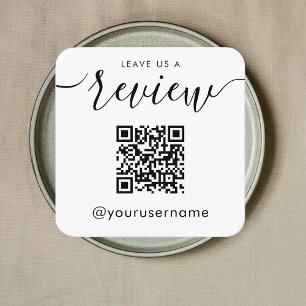 Carte De Visite Carré Laissez-nous un commentaire QR Code White Instagra