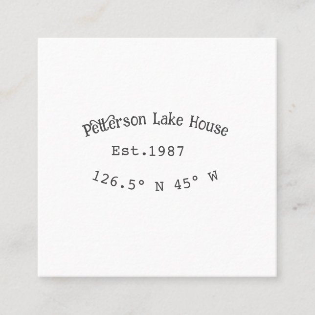 Carte De Visite Carré Lake house et. Date année coordonnées personnalisé (Devant)