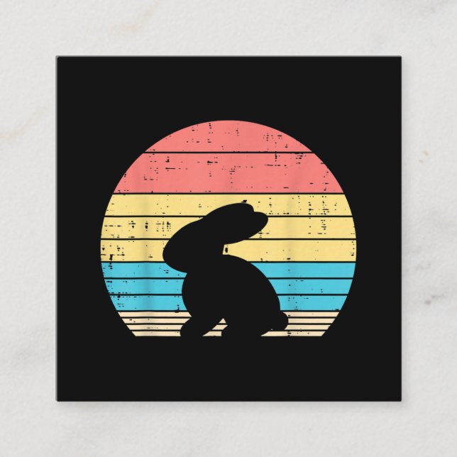 Carte De Visite Carré Lapin Lapin de Pâques Silhouette Coucher de soleil (Devant)