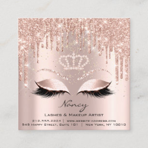 Carte De Visite Carré L'artiste de maquillage photo Eyelashes Brow Rose 