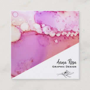 Carte De Visite Carré *~* Lavande violette Marbre floral Abstrait