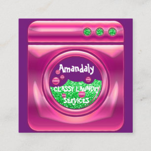 Carte De Visite Carré Lave-linge Lave-linge Accueil Nettoyage QR Code Ro