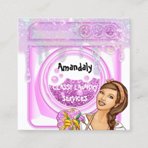 Carte De Visite Carré Lave-linge Nettoyage Service QR Code Drives