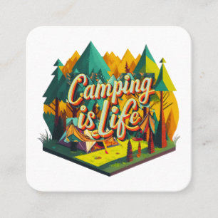 Carte De Visite Carré Le camping est la vie