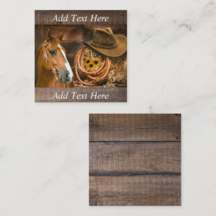 Carte De Visite Carré Le Casquette Lasso de Western Horse Cowboy 
