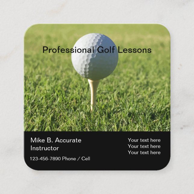 Carte De Visite Carré Leçons de golf professionnel (Devant)