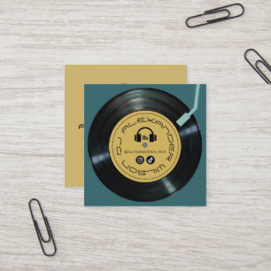 Carte De Visite Carré Lecteur de vinyle DJ Midnight Green