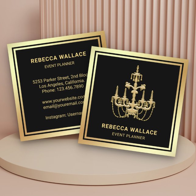 Carte De Visite Carré Lecteur d'événements pour lustre Black Gold Luxuri (Créateur téléchargé)