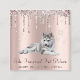 Carte De Visite Carré Lecteurs de Parties scintillant Rose Glam Gold Scr