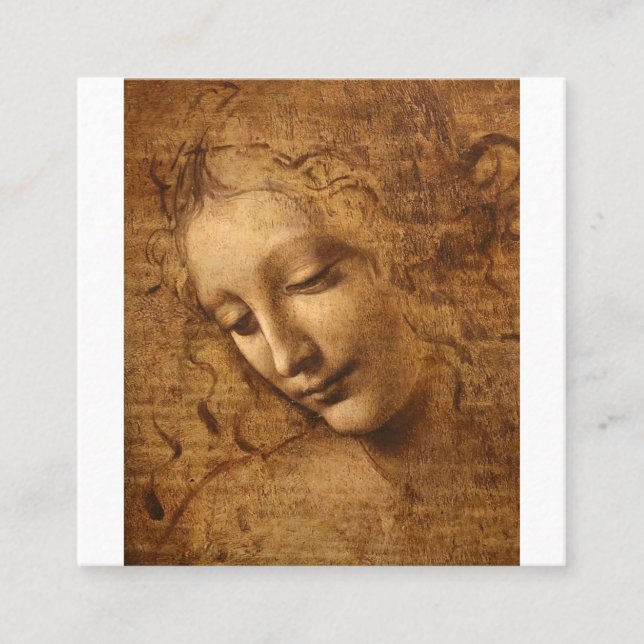 Carte De Visite Carré Leonardo Da Vinci Chef D'Une Femme (Devant)