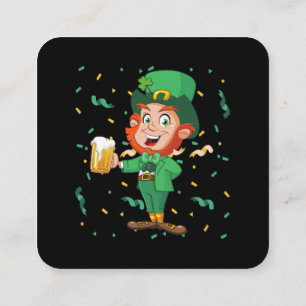 Carte De Visite Carré Leprechaun Boire Bière St. Patrick's Day