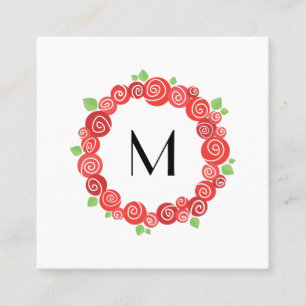Carte De Visite Carré Les roses rouges couronnes de fleurs du jardin de