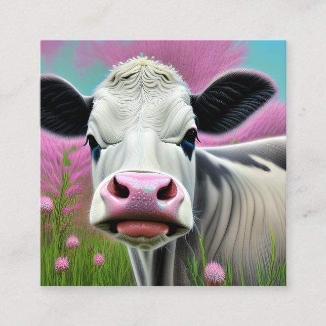 Carte De Visite Carré Les vaches sont des Mammifères Domestiques qui son (Devant)