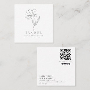 Carte De Visite Carré Letterpress professionnel abstrait code Qr floral