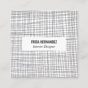 Carte De Visite Carré Lignes de grille tirées par la main minimalistes