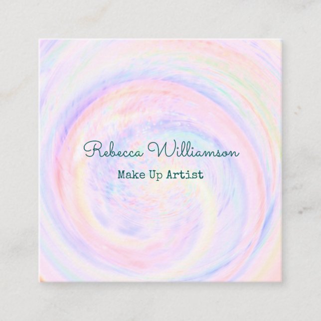 Carte De Visite Carré Lilac Pink Pastel Swirl Make Up Artiste (Devant)
