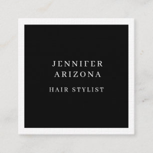 Carte De Visite Carré Linge de luxe Plain Noir & Blanc Moderne minimalis