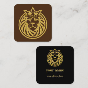 Carte De Visite Carré Lion Avec Couronne - Style Or 4