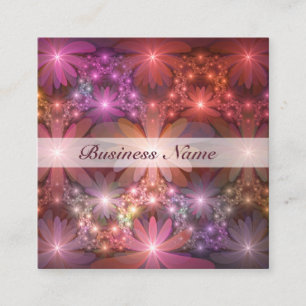 Carte De Visite Carré Lit De Fleurs Coloré Brillant Art Fractal Abstrait