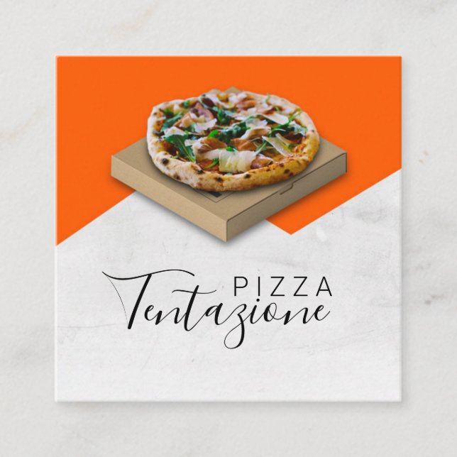 Carte De Visite Carré Livraison de pizza / Pizza (Devant)