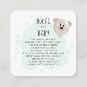 Carte De Visite Carré Livres en ballon pour bébé doux et ours pour bébé
