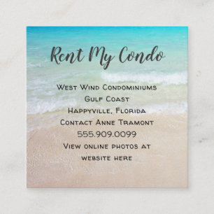 Carte De Visite Carré Location de condo de mer Publicité tropicale