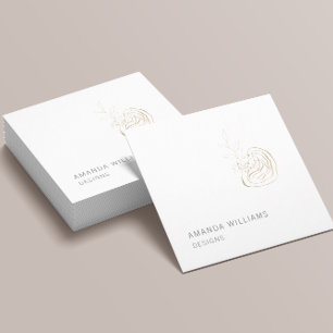 Carte De Visite Carré Logo Abstrait minimal Gold Designer