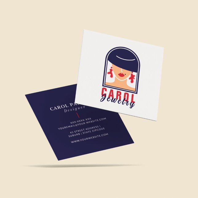 Carte De Visite Carré Logo artisanal de l'élégante créatrice de bijoux f (Créateur téléchargé)