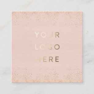 Carte De Visite Carré Logo Blush Gold Foil Design Mariage moderne