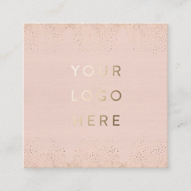 Carte De Visite Carré Logo Blush Gold Foil Design Mariage moderne (Devant)