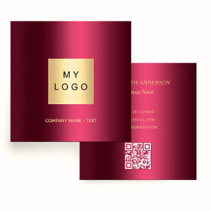 Carte De Visite Carré Logo Bourgogne code QR élégant