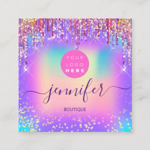 Carte De Visite Carré Logo Boutique Boutique Boutique Parties scintillan