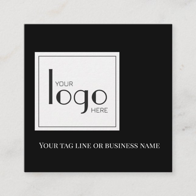 Carte De Visite Carré Logo Carré noir blanc QR Code Simple (Devant)