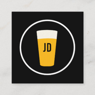 Carte De Visite Carré Logo de bière pinte tendance noir