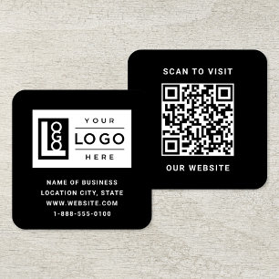 Carte De Visite Carré Logo de Black Custom moderne et code QR