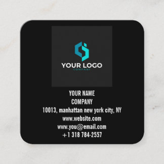 Carte De Visite Carré Logo de Black Custom moderne et code QR