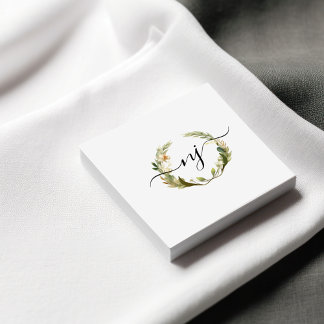 Carte De Visite Carré Logo de calligraphie de couronne d'aquarelle éléga