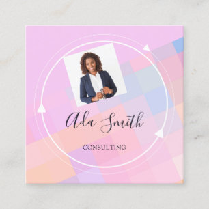 Carte De Visite Carré Logo de code QR Custom Photo Consulting Lilac