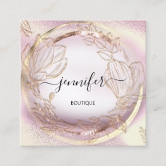 Carte De Visite Carré Logo de code QR Floral Rose pour cadres profession