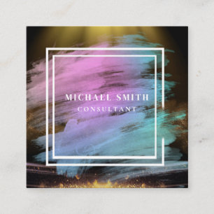 Carte De Visite Carré Logo de code QR moderne personnalisé minimaliste