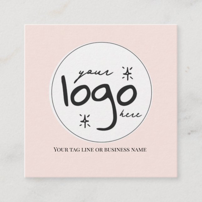 Carte De Visite Carré Logo de code QR Moderne Simple Blush (Devant)