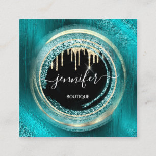 Carte De Visite Carré Logo de code QR Shop Black Gold Drives Oceanic Tur