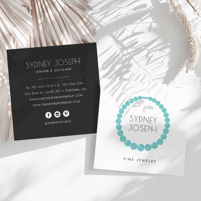 Carte De Visite Carré Logo de collier moderne | Design de bijoux (Créateur téléchargé)