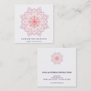 Carte De Visite Carré Logo de fleur de lotus élégant Yoga