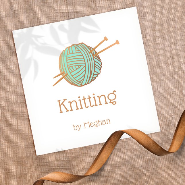 Carte De Visite Carré Logo de la bille de Tricot Knitters (Créateur téléchargé)