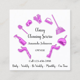 Carte De Visite Carré Logo de la maison de service de nettoyage classiqu