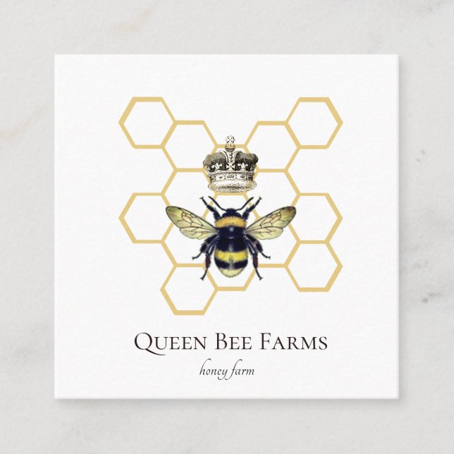 Carte De Visite Carré Logo de la Reine Bee Crown (Devant)