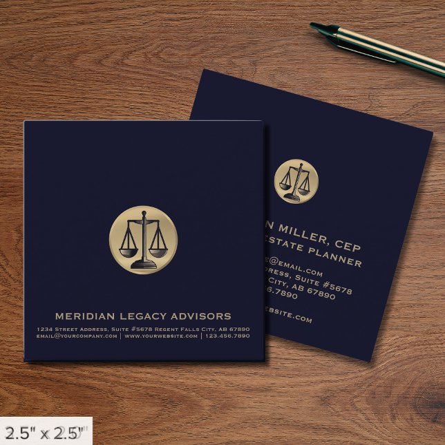 Carte De Visite Carré Logo de l'échelle de justice juridique carré (Créateur téléchargé)